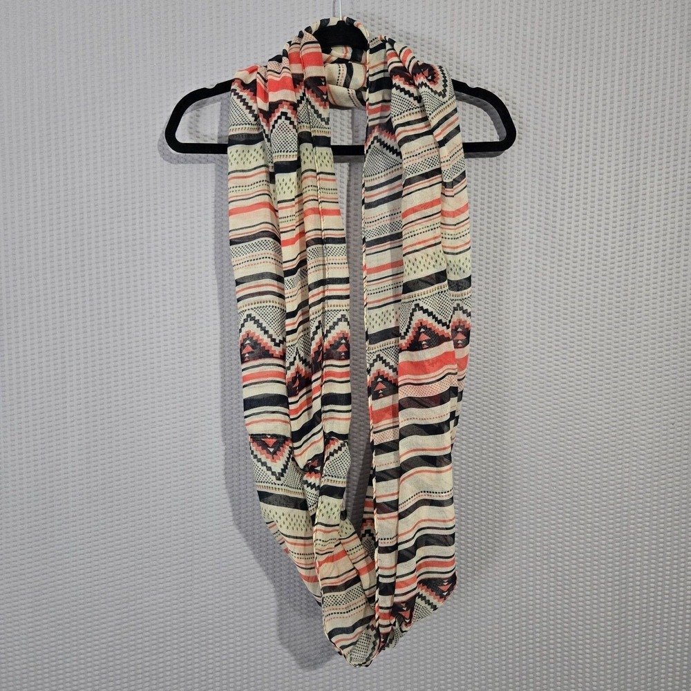Womens Tribal Aztec Geometric Striped Artsy Vibrant Print Infinity Scarf Preppy